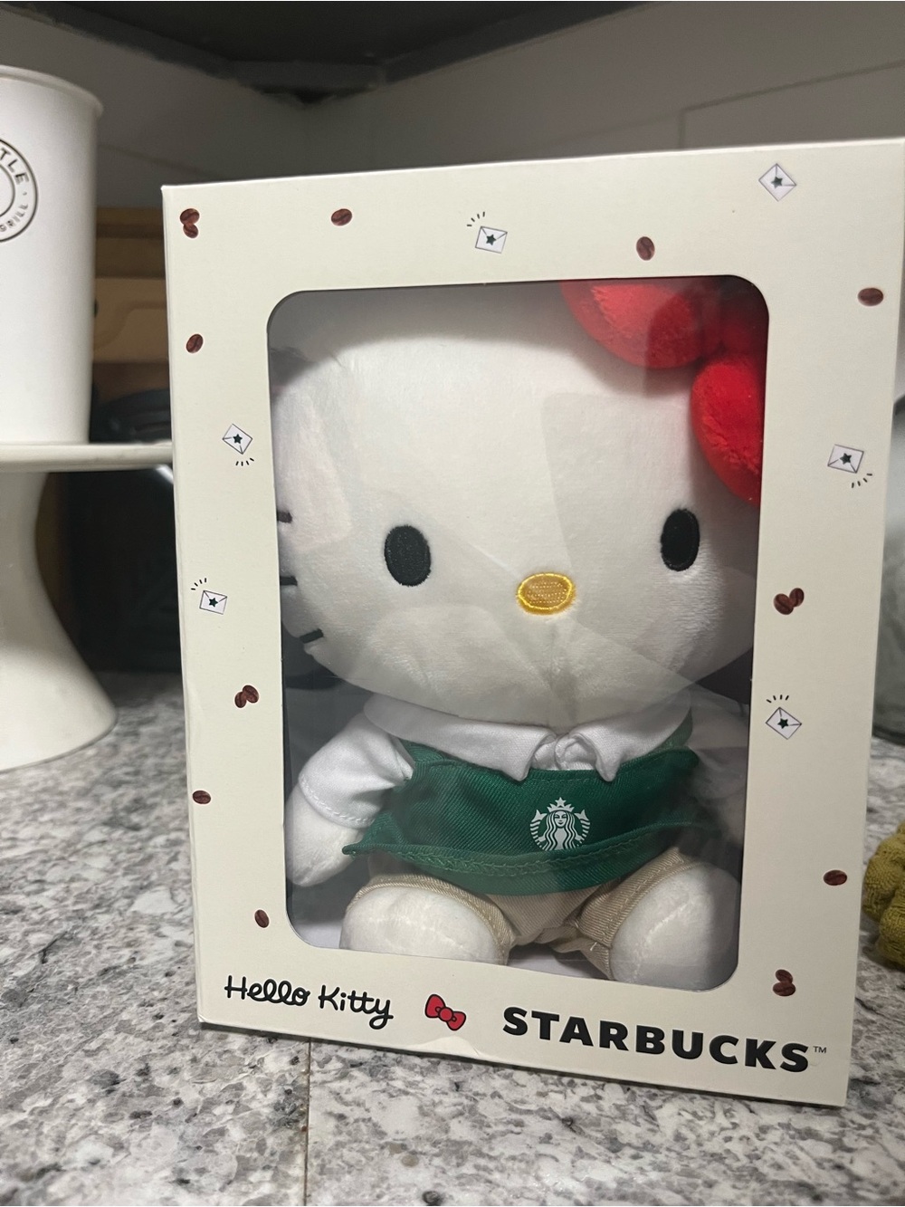 Starbucks Hello Kitty Plush in Green Apron with Red Bow